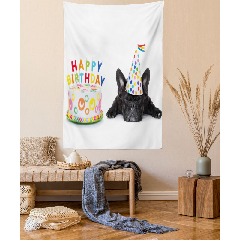 Bulldog Party Cake Tapestry