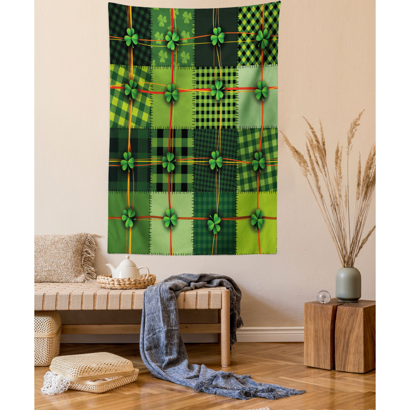 Patchwork Celtic Clovers Tapestry