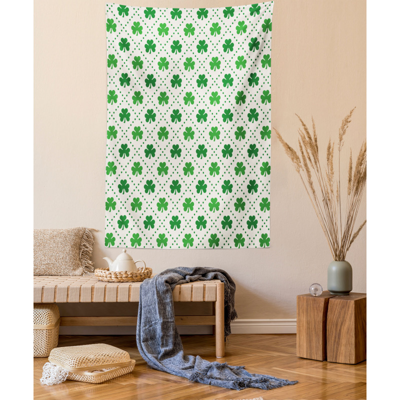 4 Leaf Shamrock Dots Tapestry