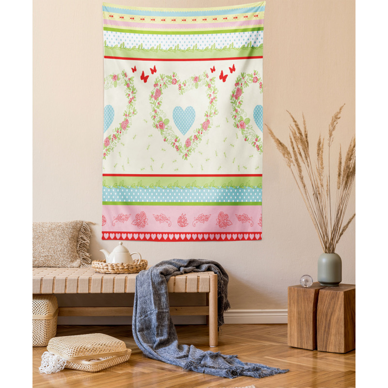 Country Rose Hearts Tapestry