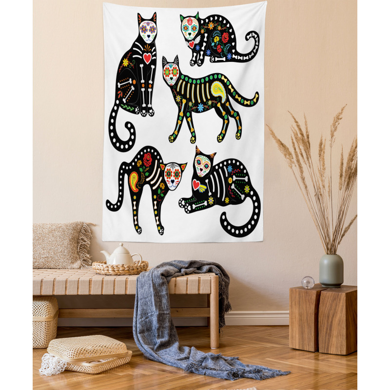 Ornate Black Cats Tapestry