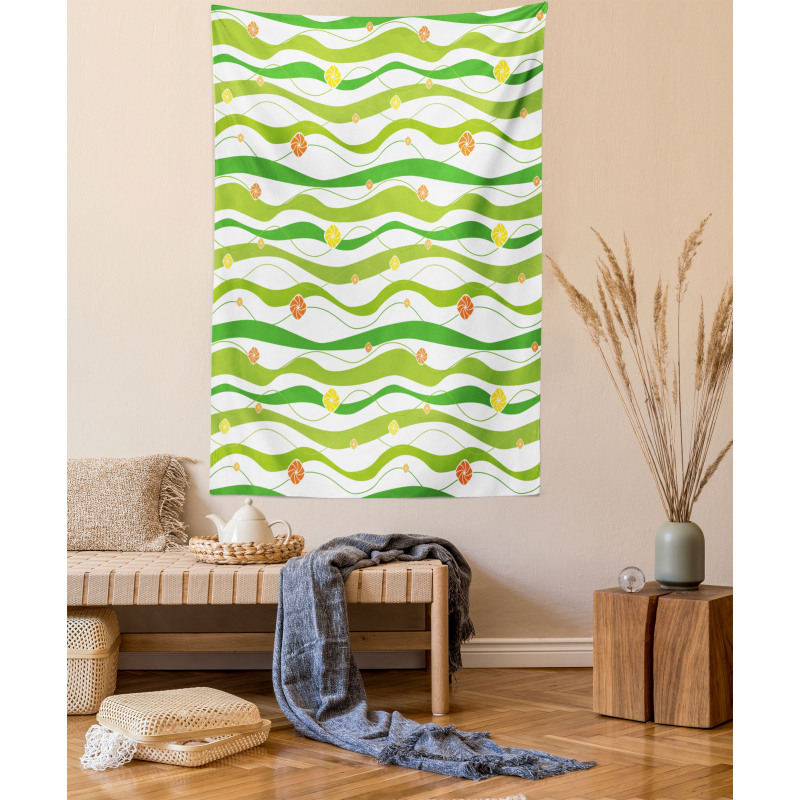 Colorful Wavy Bands Tapestry