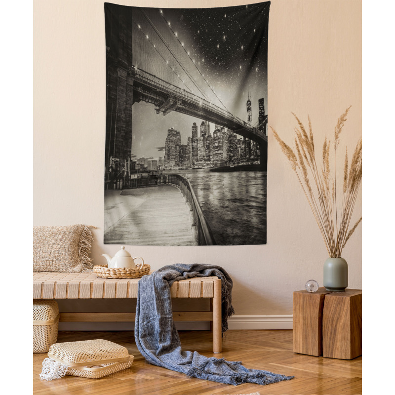 Brooklyn Bridge Night Tapestry