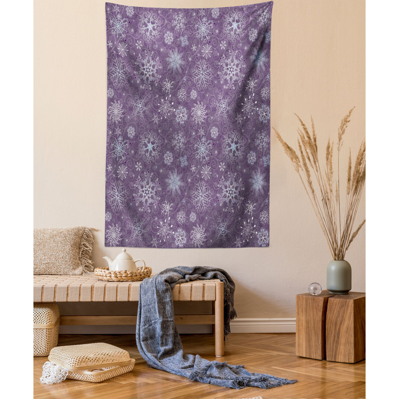 Xmas Snowflakes Floral Tapestry