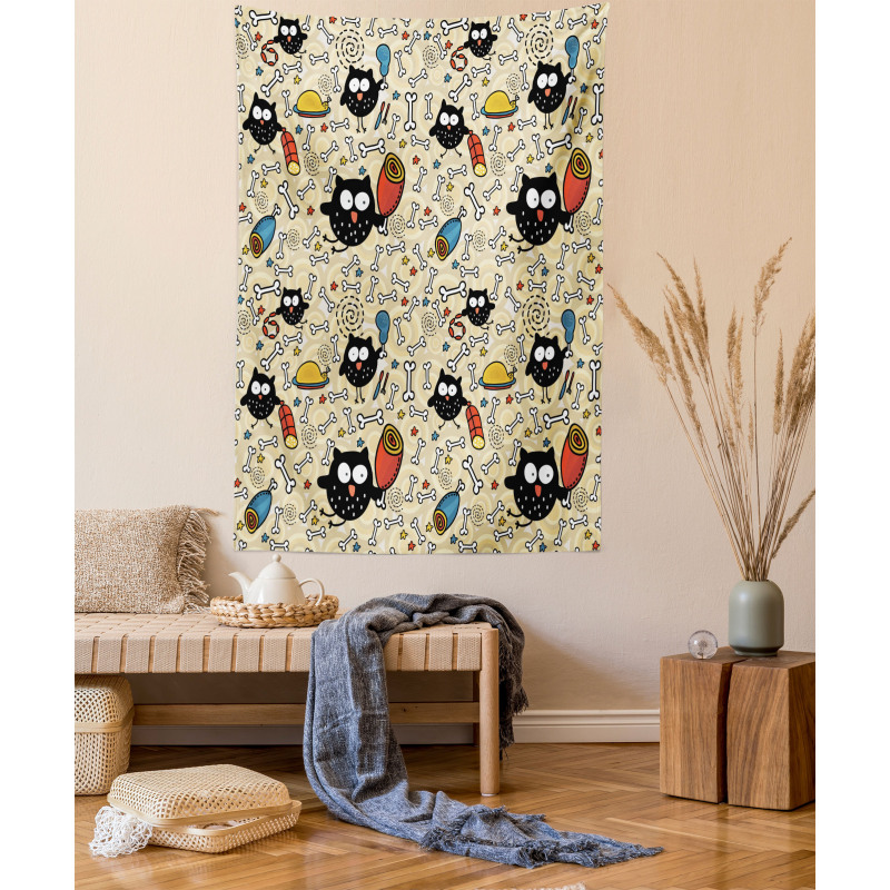 Hungry Owls Eating Tapestry