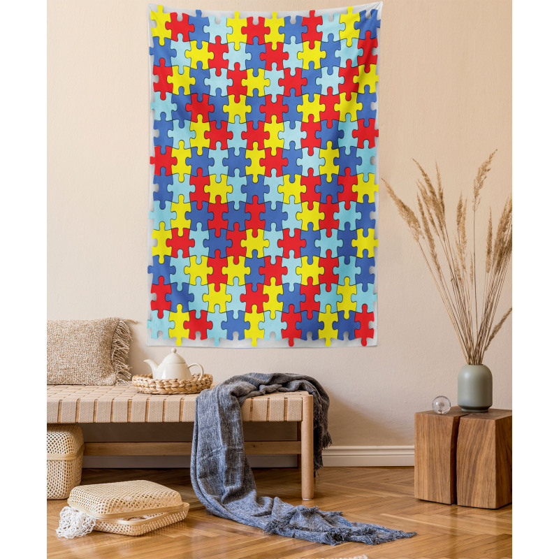 Colorful Puzzle Pieces Tapestry