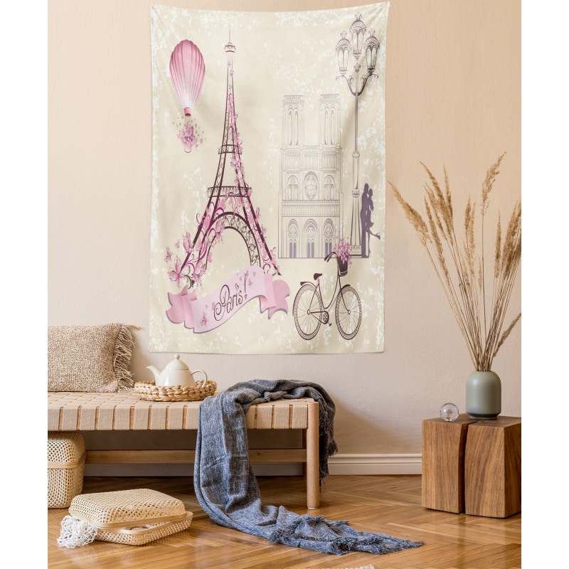 Floral Paris Eiffel Tapestry