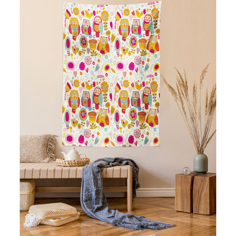 Sixties Style Abstract Bird Tapestry