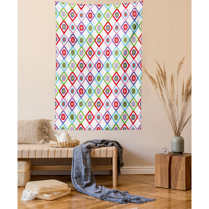 Squares with Flowers Tapestry