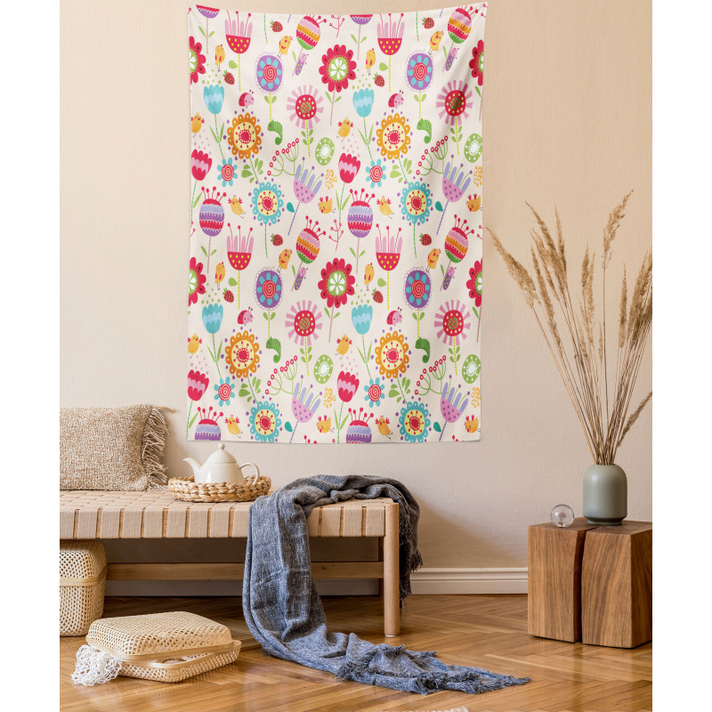 Ladybug Strawberry Bird Tapestry