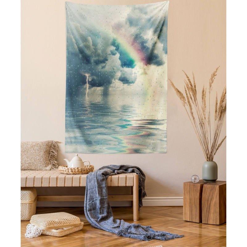 Romantic Water Drops Rainbow Tapestry