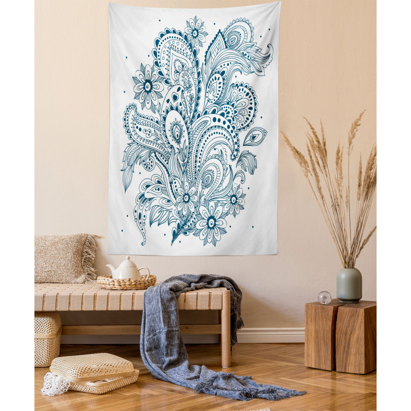 Ornate Floral Leaf Arrangement Tapestry