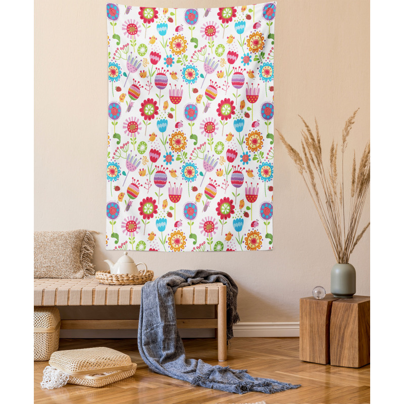 Playful Garden Flowers Tapestry