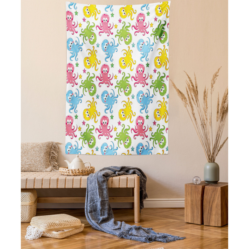 Cheerful Ocean Animals Tapestry