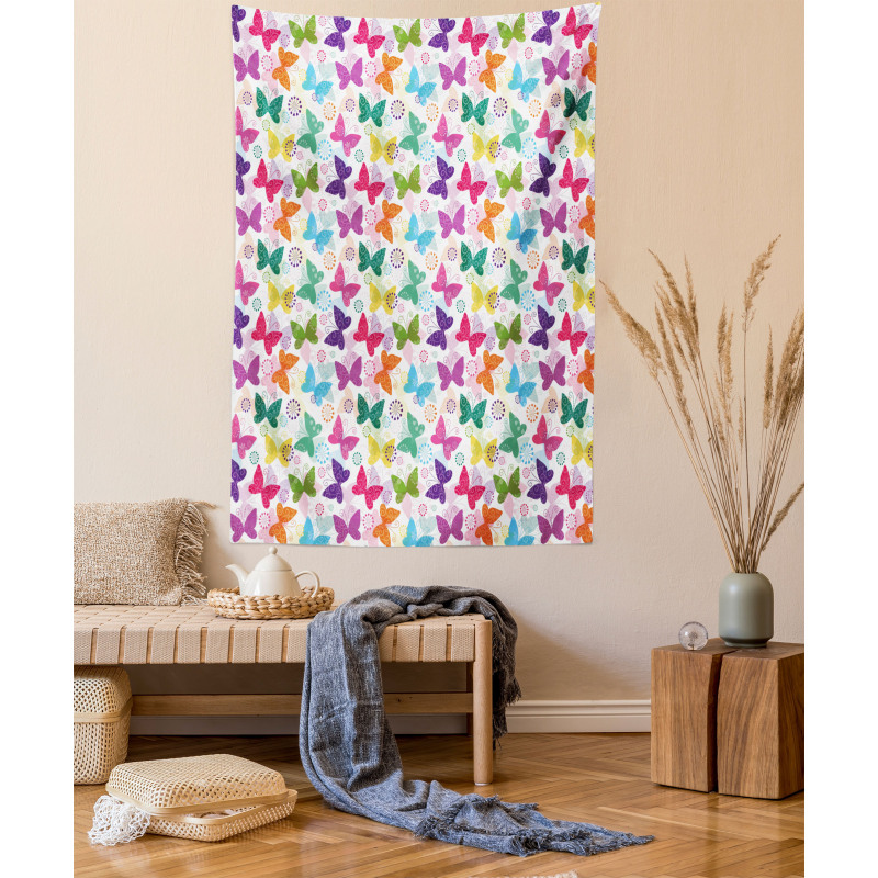 Vibrant Floral Happy Tapestry