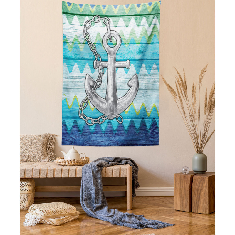 Nautical Chevron Zigzags Tapestry