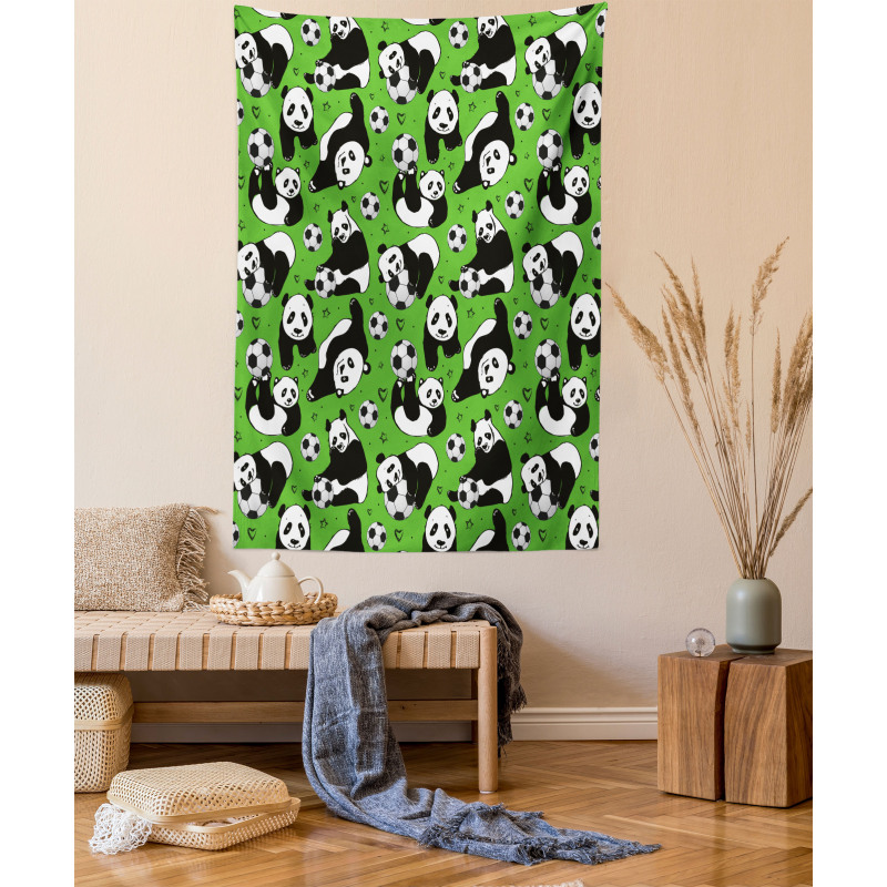 Funny Panda Hearts Stars Tapestry