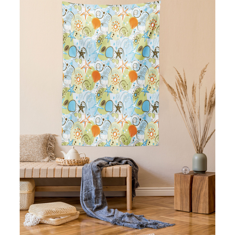 Retro Beach Pattern Tapestry