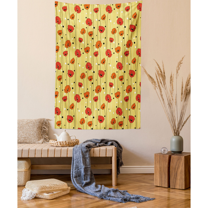 Lines with Dots Floral Tapestry