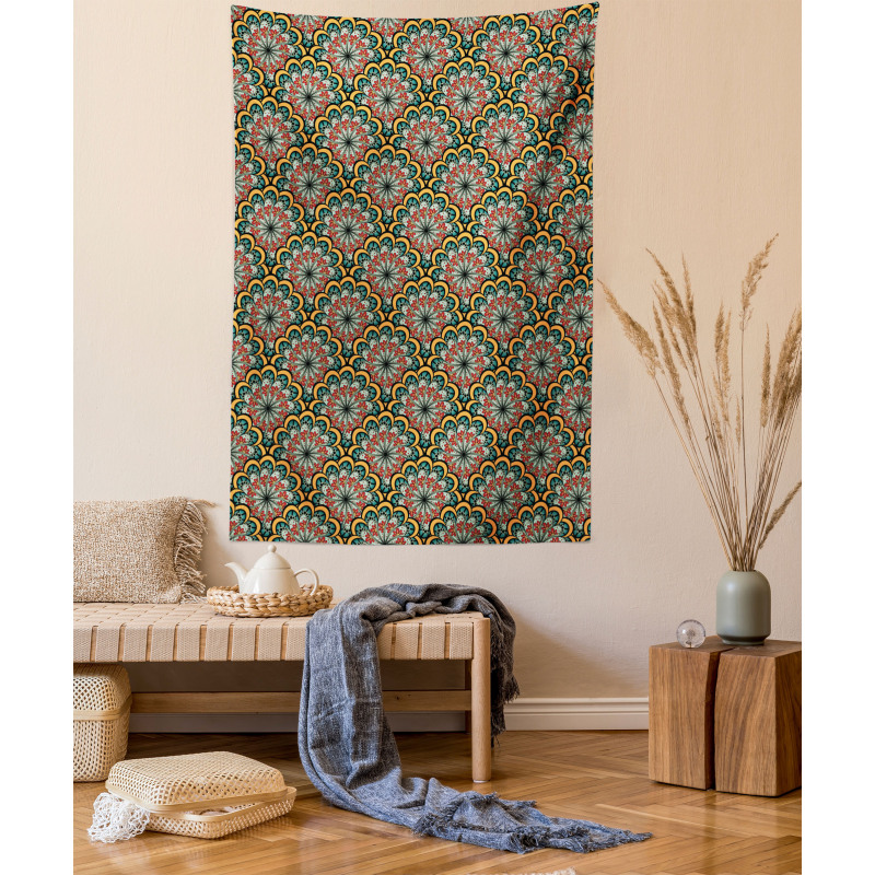 Tribal Paisley Flowers Tapestry