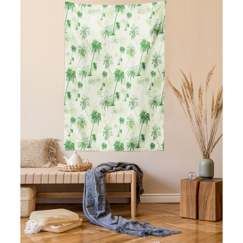 Sketch Style Palm Trees Tapestry