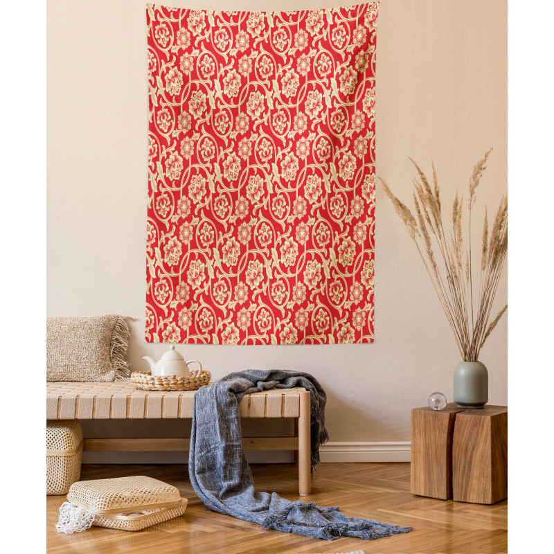 Chinese Blossoms and Curls Tapestry