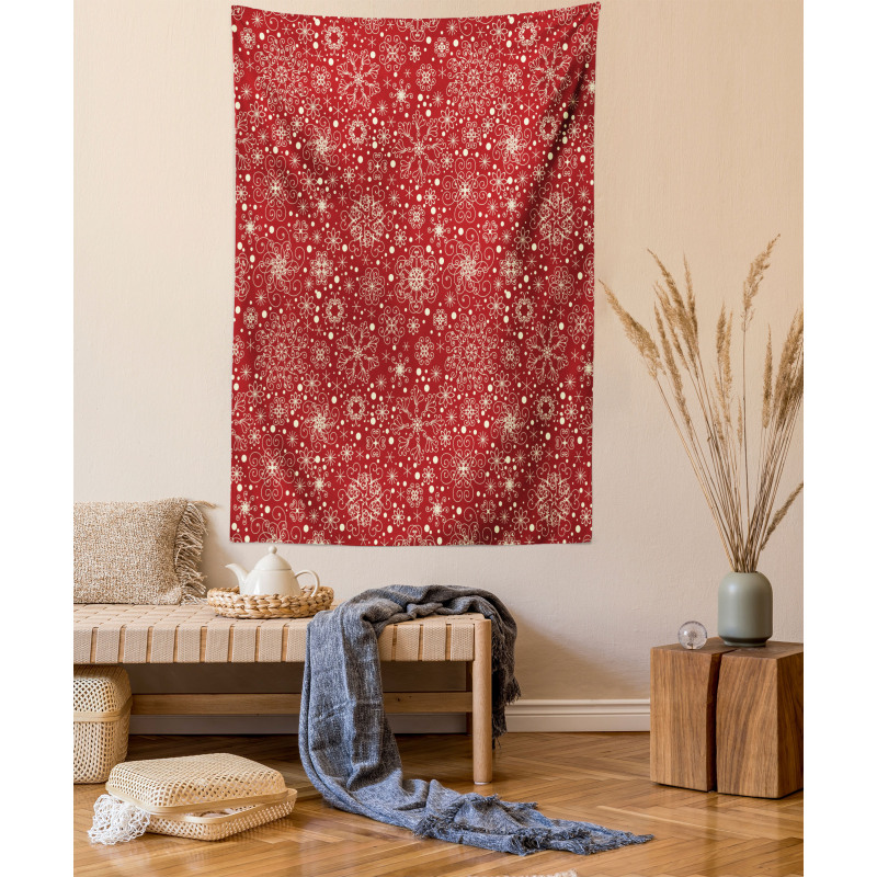 Filigree Style Snowflakes Tapestry
