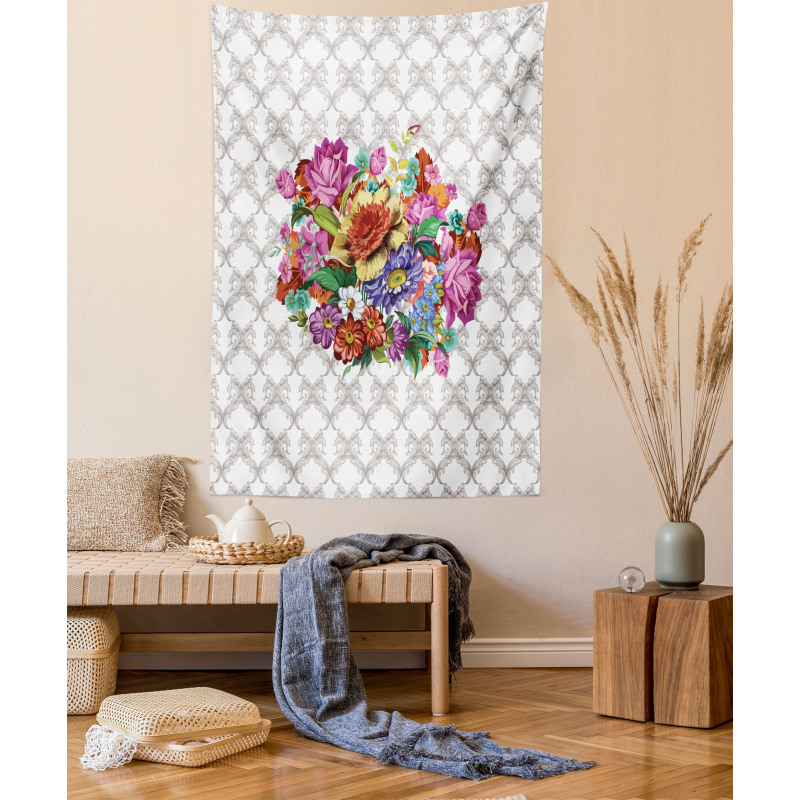 Damask Pattern Bouquet Tapestry