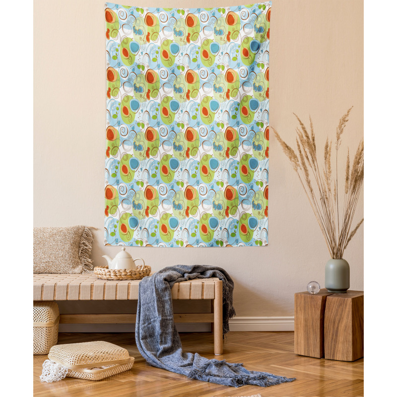 Whimsical Doodle Swirls Tapestry