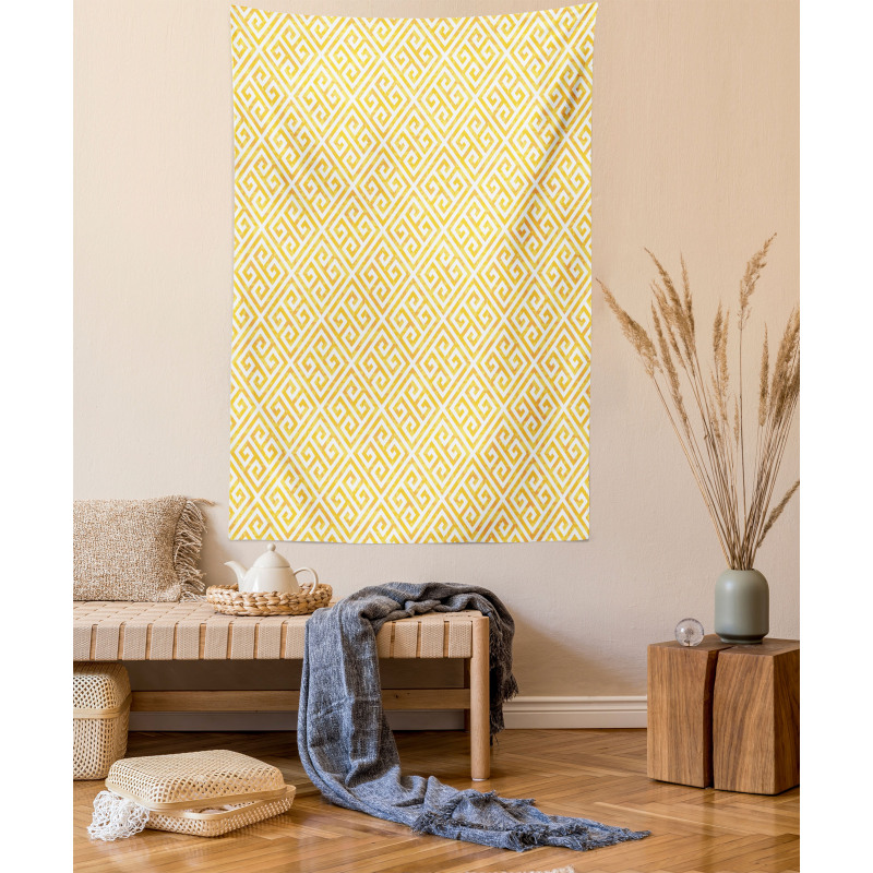 Yellow and White Maze Tapestry
