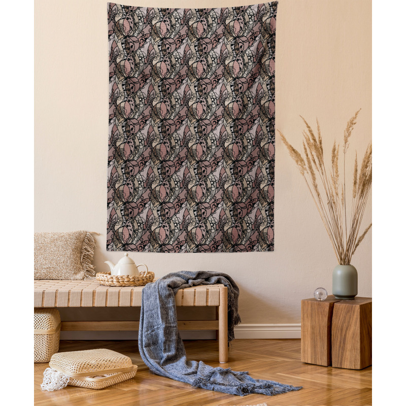 Black Lace Pattern Tapestry