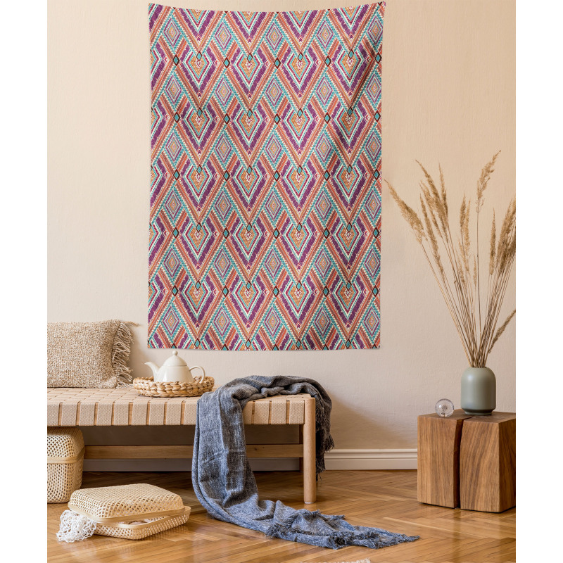 Colorful Rhombus Motif Tapestry