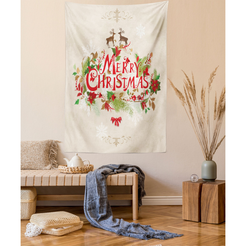 Floral Merry Xmas Tapestry