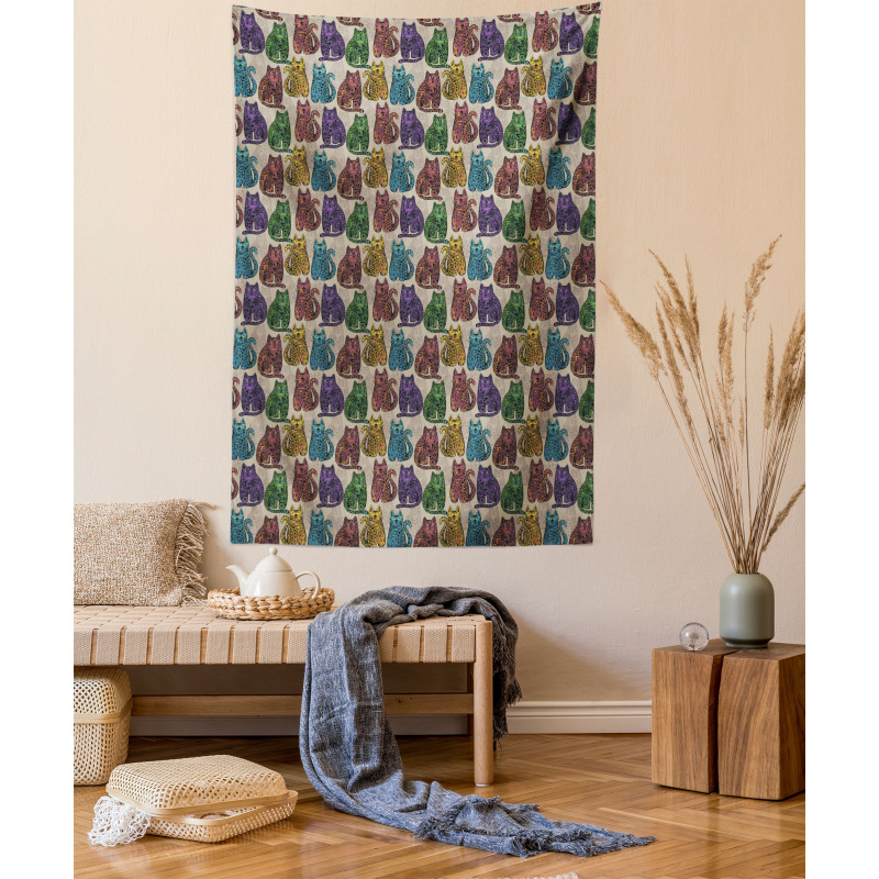 Colorful Cats Tapestry