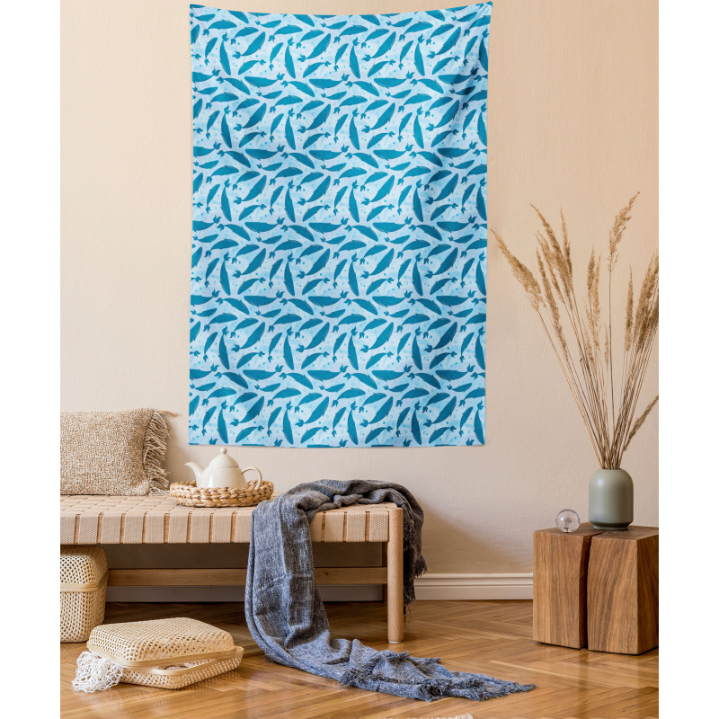 Big Blue Aquatic Animals Tapestry