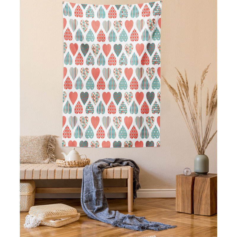 Retro Hearts Pattern Tapestry