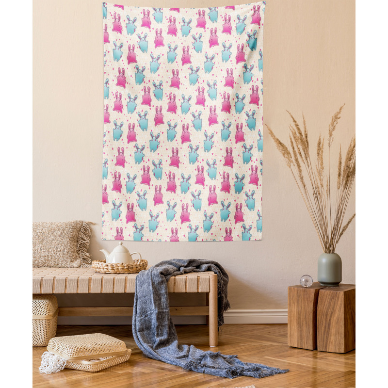 Fun Kids Cartoon Hearts Tapestry