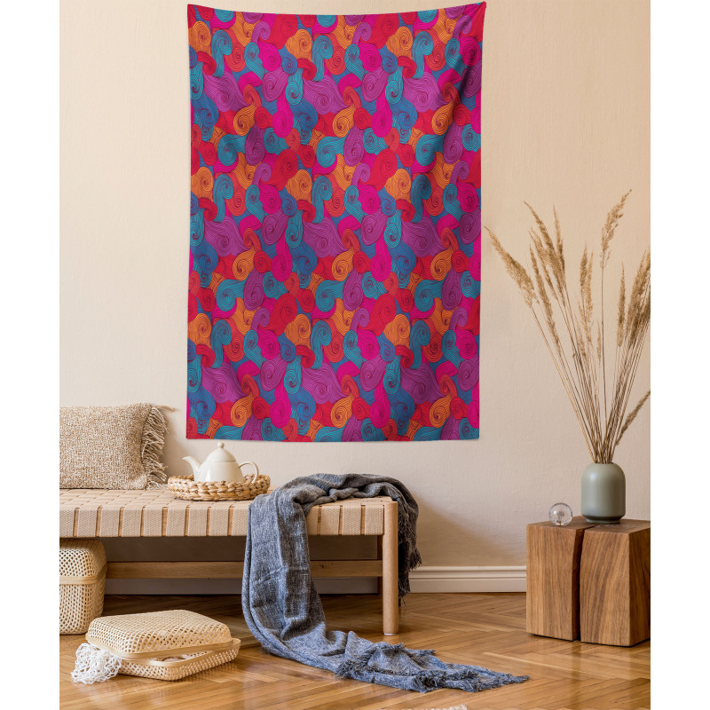 Colorful Swirls Curls Tapestry