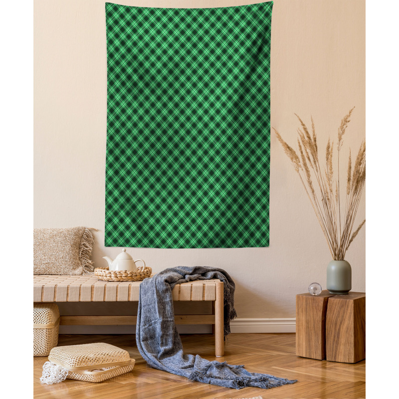 Diagonal Tartan Green Tapestry