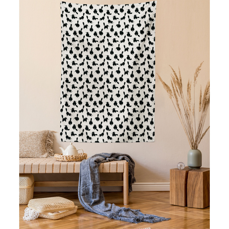 Funny House Pet Silhouettes Tapestry