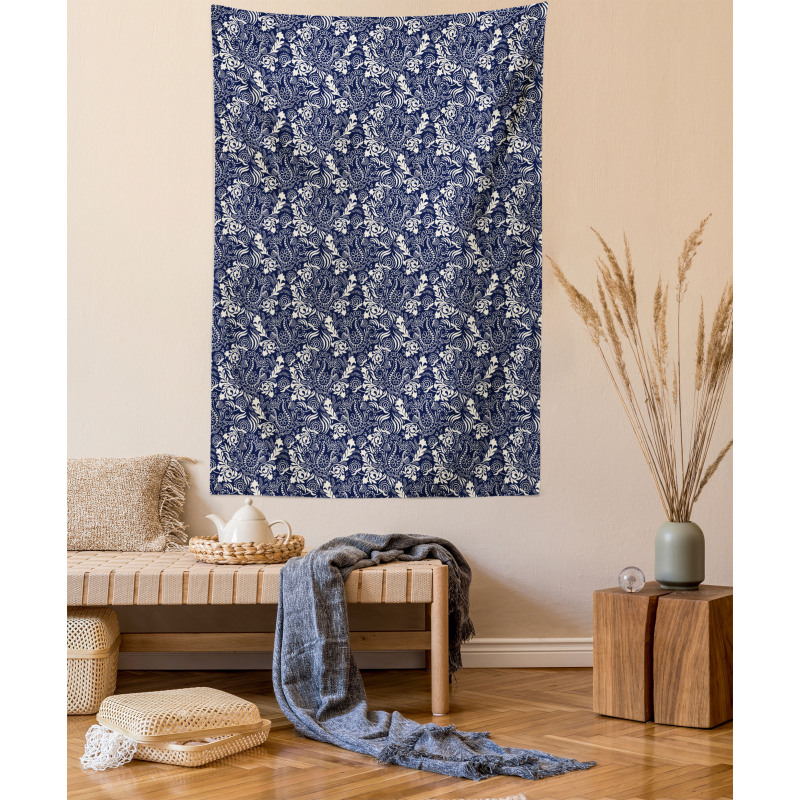 Curved Eastern Leaves Tapestry
