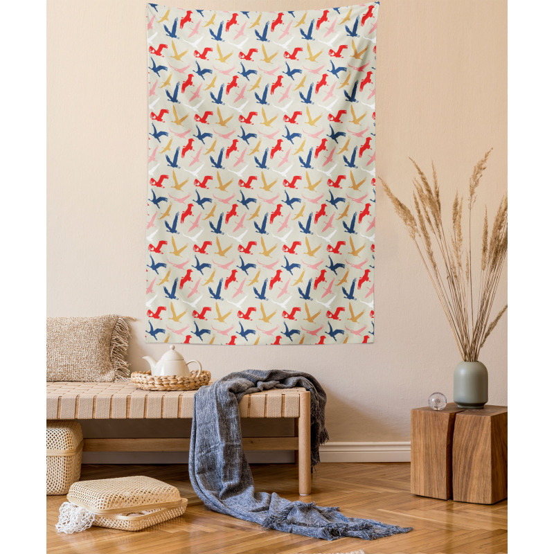 Pelicans Silhouettes Tapestry