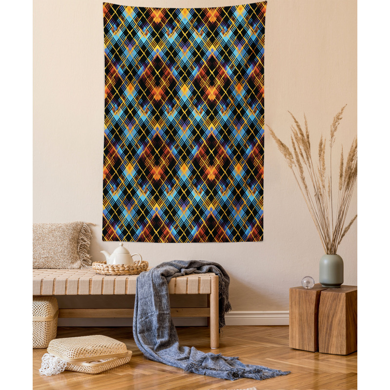 Modern Geometric Tartan Tapestry