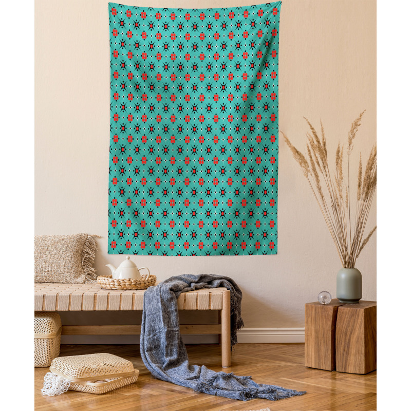 Geometric Retro Motifs Tapestry