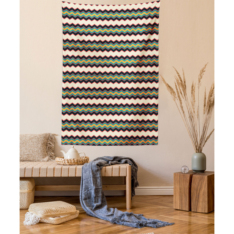 Retro Zig Zag Borders Tapestry