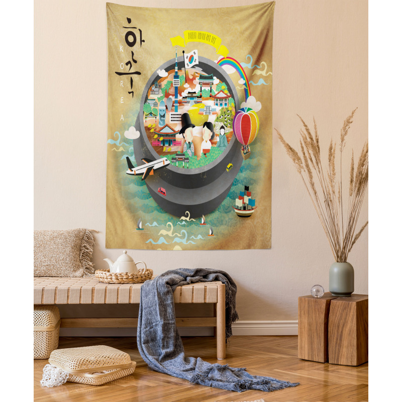 Cartoon Style Khimchi Pot Tapestry