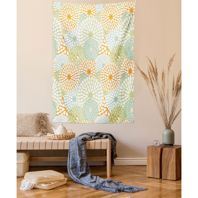 Abstract Retro Flowers Tapestry