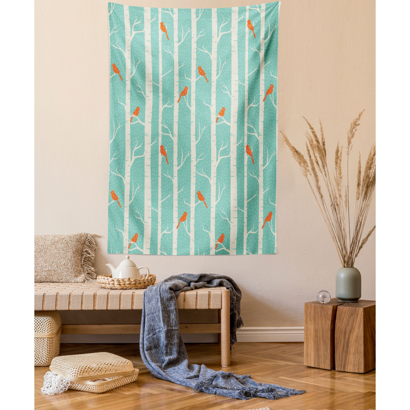 Dotted Tree and Birds Tapestry