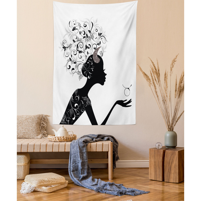 Floral Black Girl Tapestry