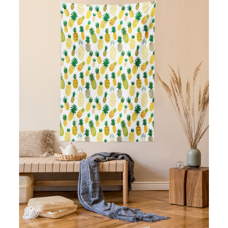 Cartoon Fruits Pineapples Tapestry